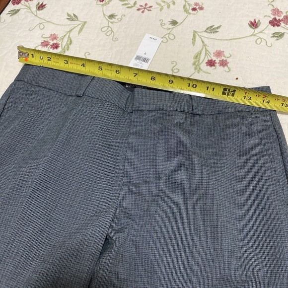 Banana Republic Blue Logan 0 Mid Rise Straight Fit Trouser Pant New Plaid Black - Picture 7 of 14